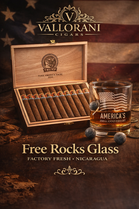 Trump 2024 Presidential Campaign Toro Cigars | (1 Box of 20) with 1 Free 250th Anniversary Rocks Glass!