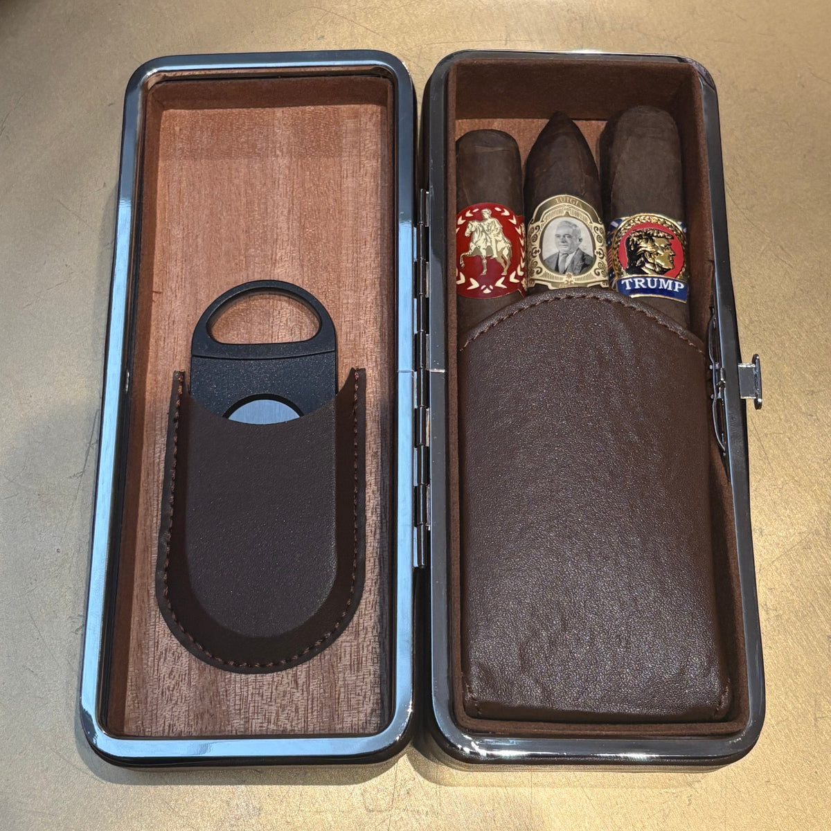 3 Cigars + Leather Travel Humidor