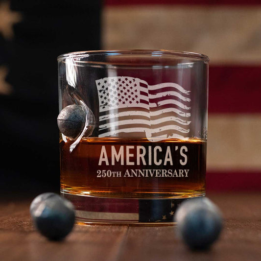 250th Anniversary Rocks Glass with Musket Ball (11 oz)