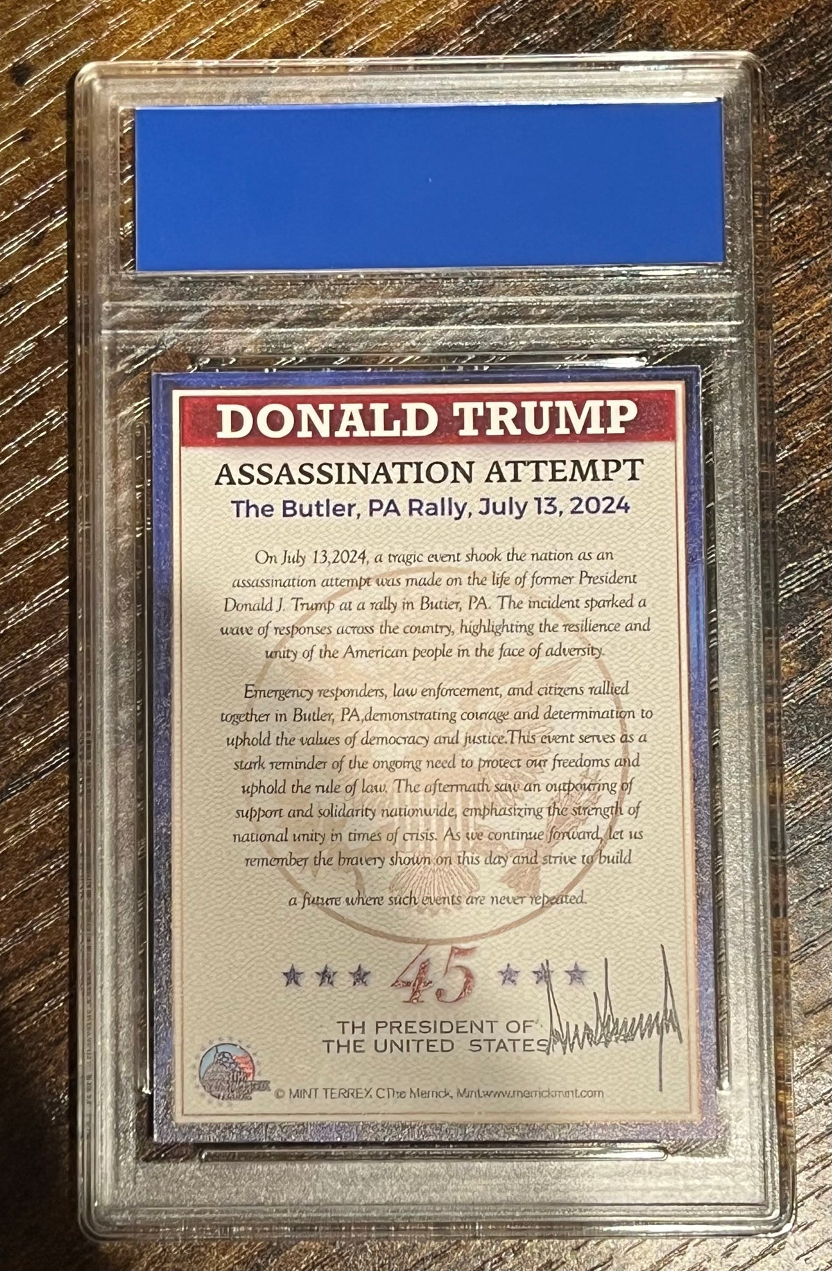 "Fight" Trump Collector's Card