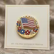 America 250th Anniversary Jeweled Enamel Flag Lapel Pin – 1776–2026