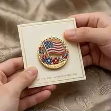 America 250th Anniversary Jeweled Enamel Flag Lapel Pin – 1776–2026