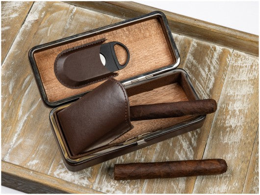 3-Stick Executive Travel Humidor + Cutter